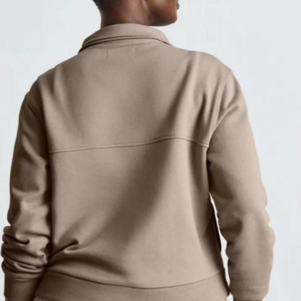 Everlane Size S The Track 100% Organic Cotton Half Zip Champagne Sweatshirt - Picture 2 of 10